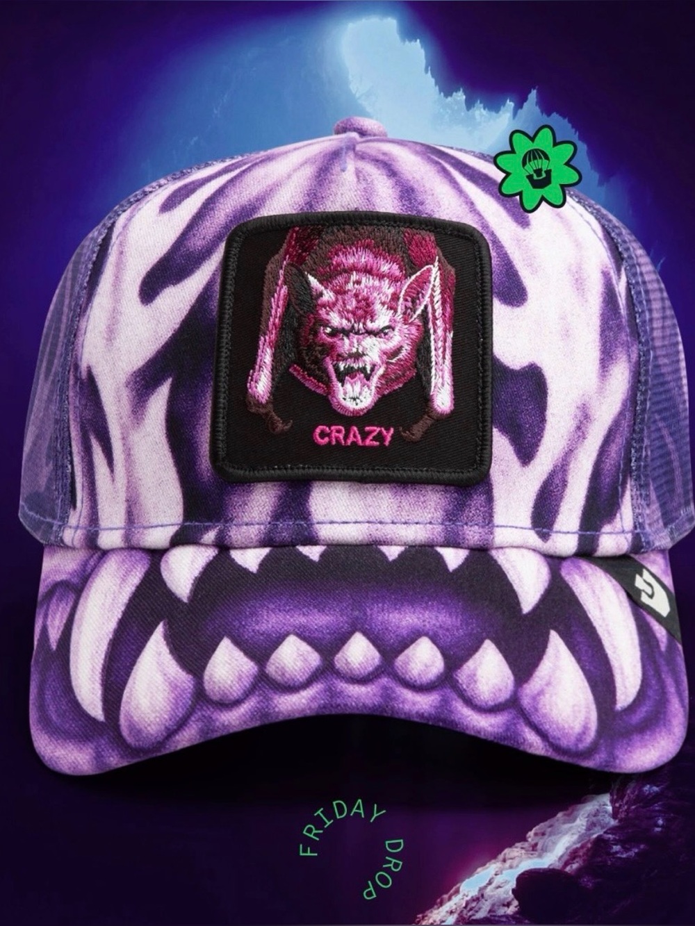 🎃 Goorin Brothers: Limited -Friday Drop- BATTY 2 Trucker Hat “CRAZY” Limited NIB